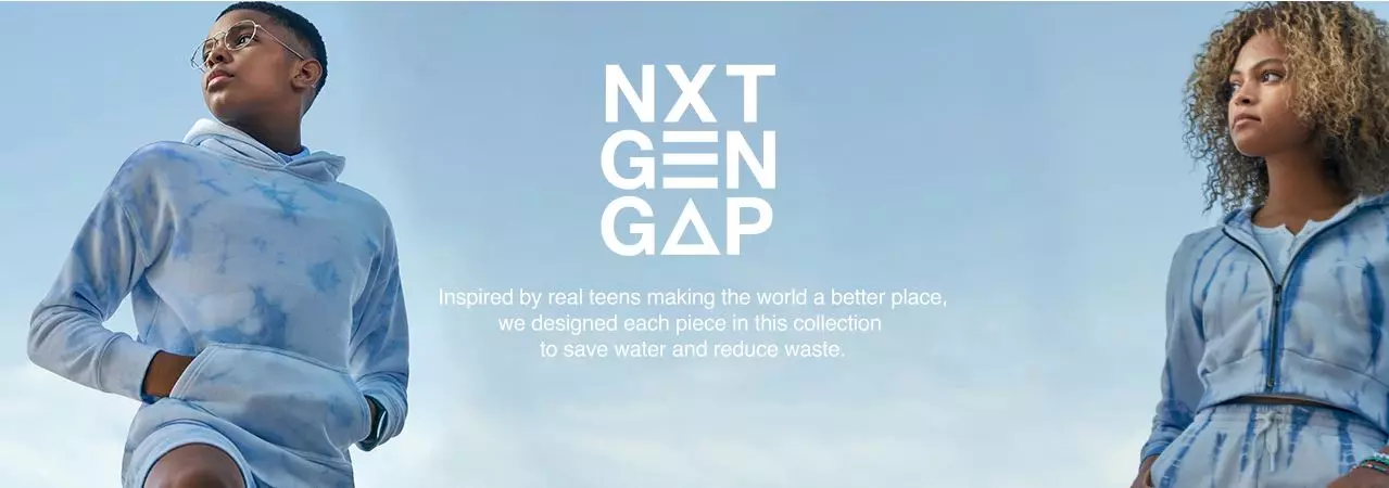 gap - vlavo zena a vpravo muz a v strede text nxt gen gap