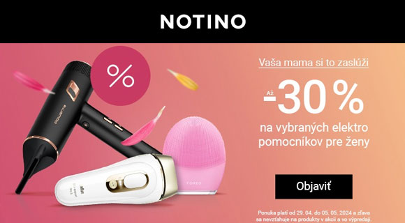 Zľavový kód až - 30% zľava na vybrané elektro ku Dňu matiek na Notino.sk