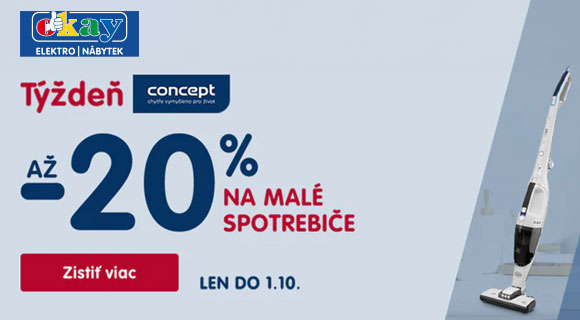 Zľavový kód až- 20% zľava na malé spotrebiče Concept na Okay.sk
