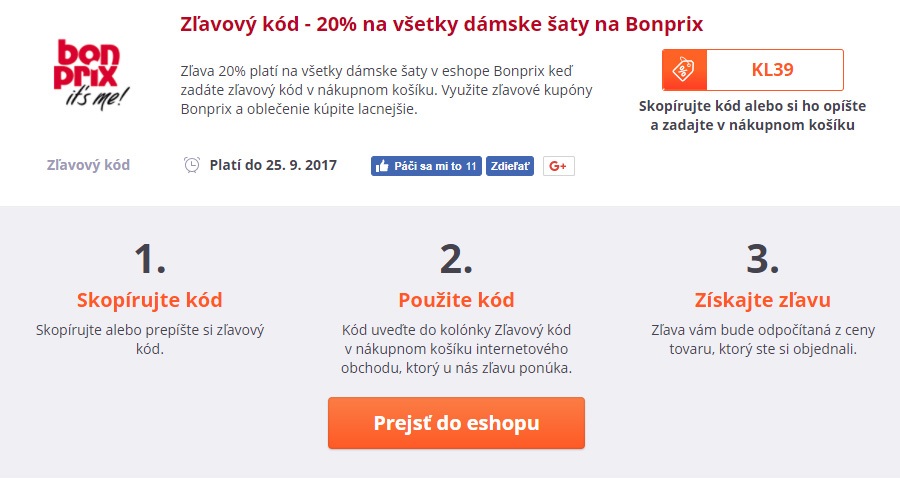 Bonprix zľavový kód Vašekupóny.sk