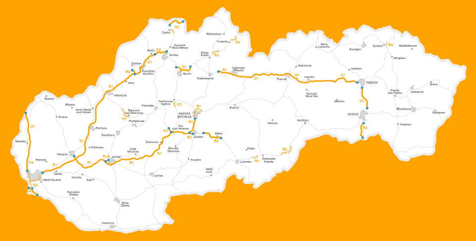 mapa dialnic slovensko
