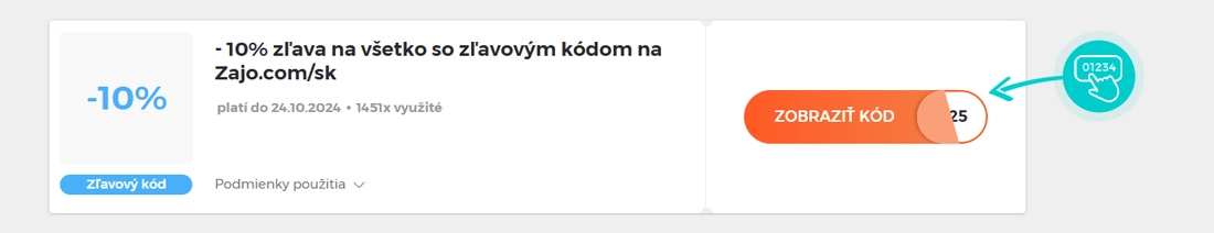 Ukážka zľavového kódu Zajo