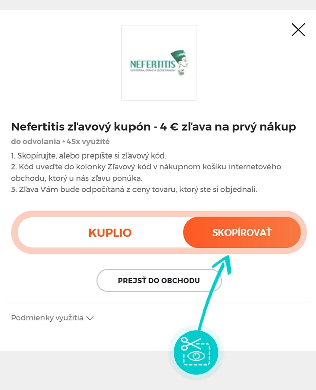 Návod ako skopírovať zľavový kód Nefertitis