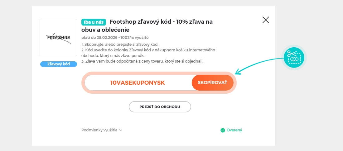 Návod ako skopírovať zľavový kód Footshop
