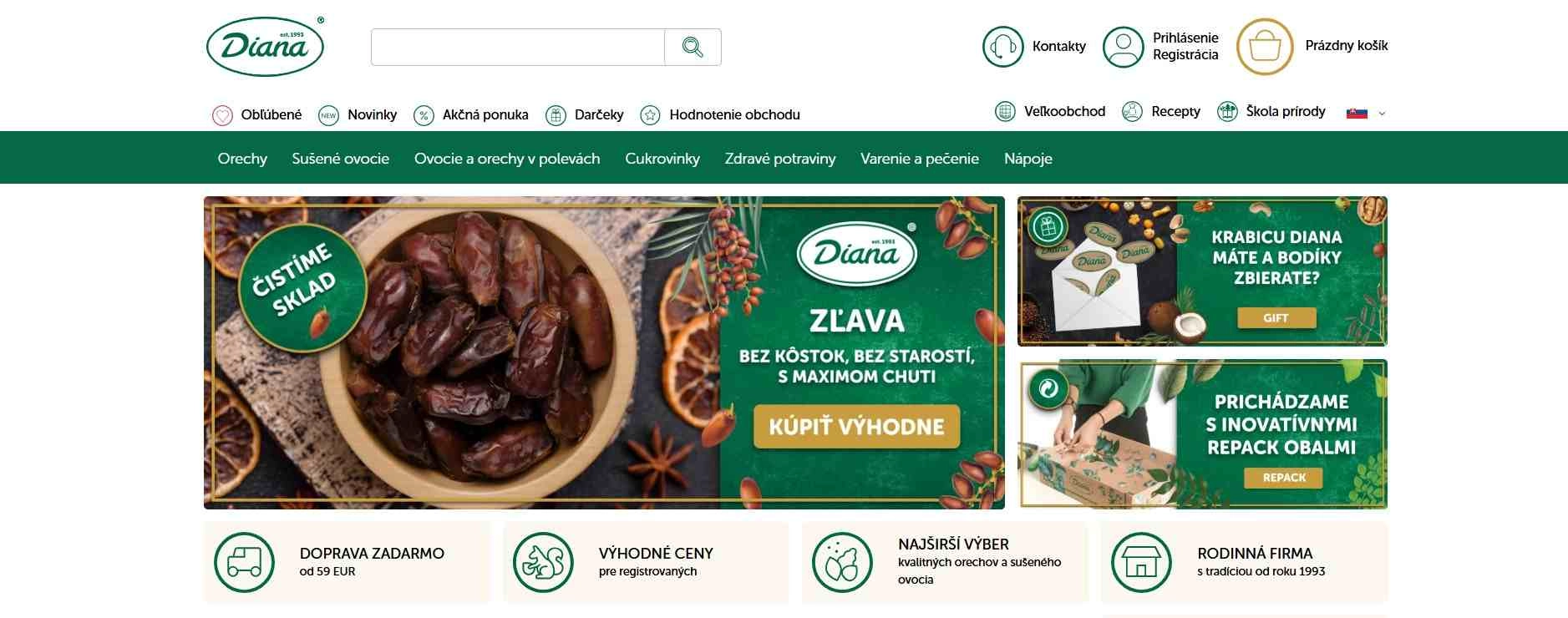 homepage Diana Company orechy sušené ovocie cukrovinky