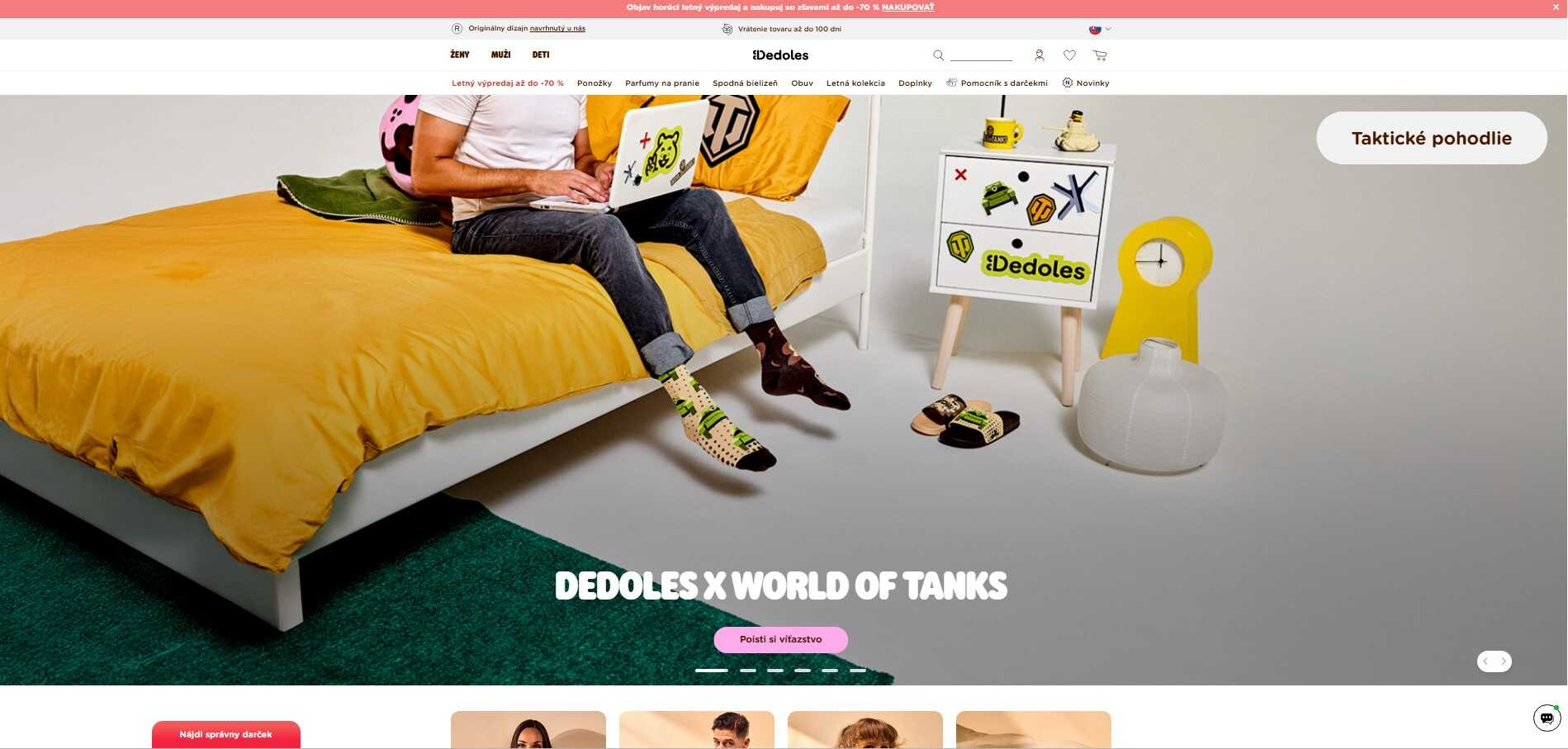 Homepage Dedoles s ponukou kolekcie World of Tanks