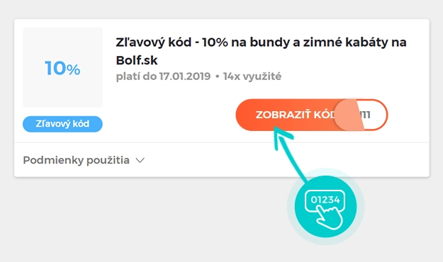 Ukážka zľavového kódu Bolf