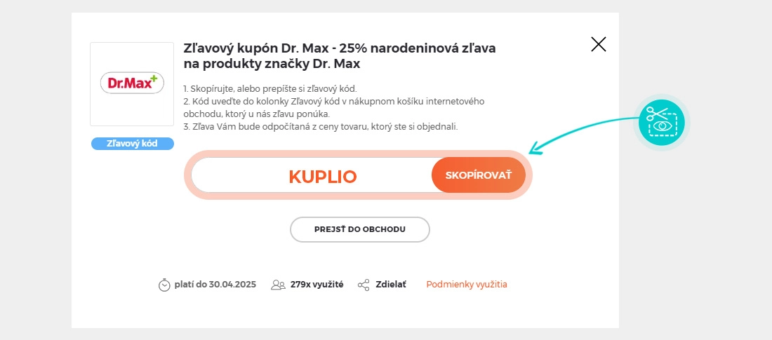 Návod ako skopírovať zľavový kód Dr.Max