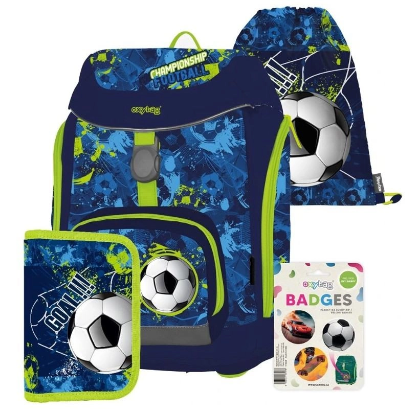 školský set aktovky a doplnkov s futbalovým motívom