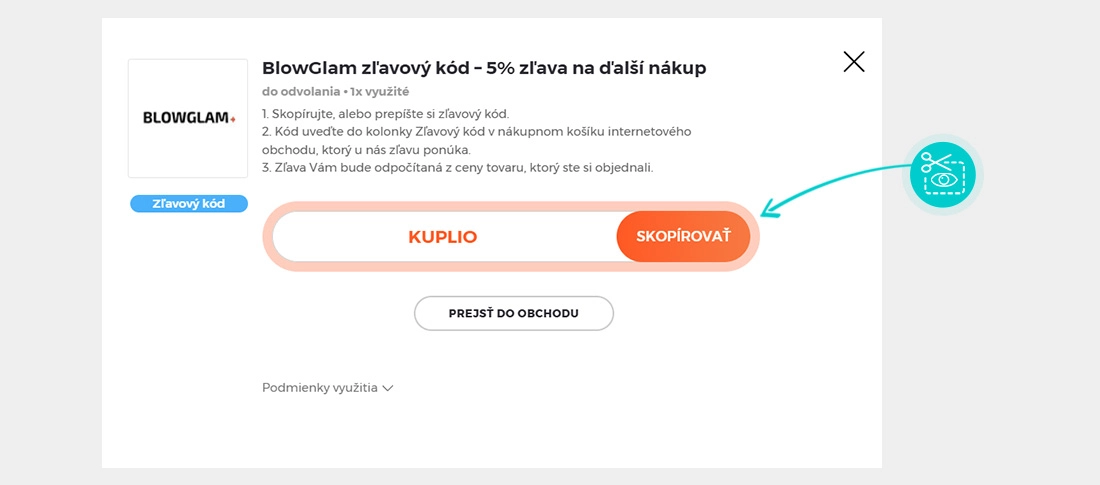 Návod ako skopírovať zľavový kód BlowGlam