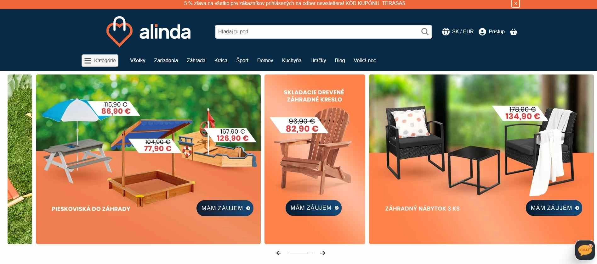 homepage Alinda produkty pre dom záhradu šport krásu