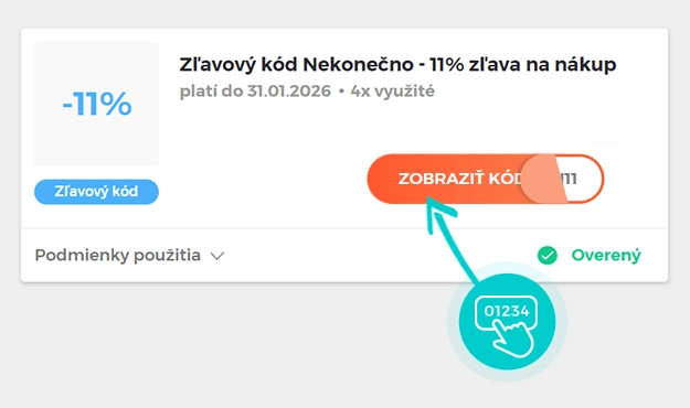 Ukážka zľavového kódu Nekonečno