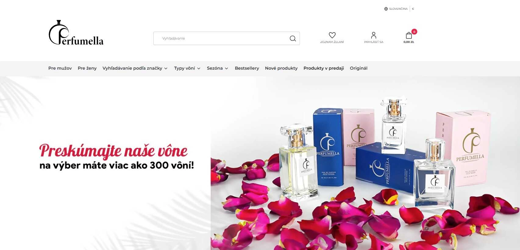 homepage Perfumella s ponukou vyše 300 vôní