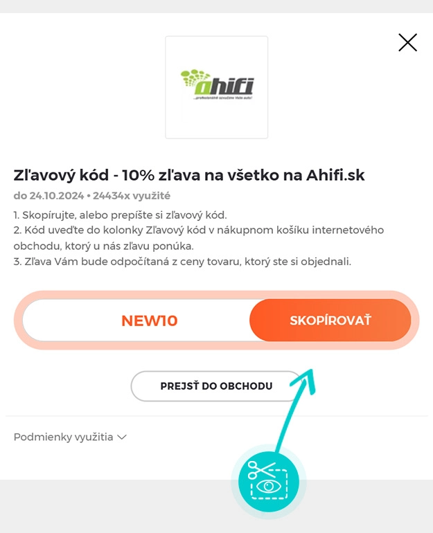 Návod ako skopírovať zľavový kód Ahifi