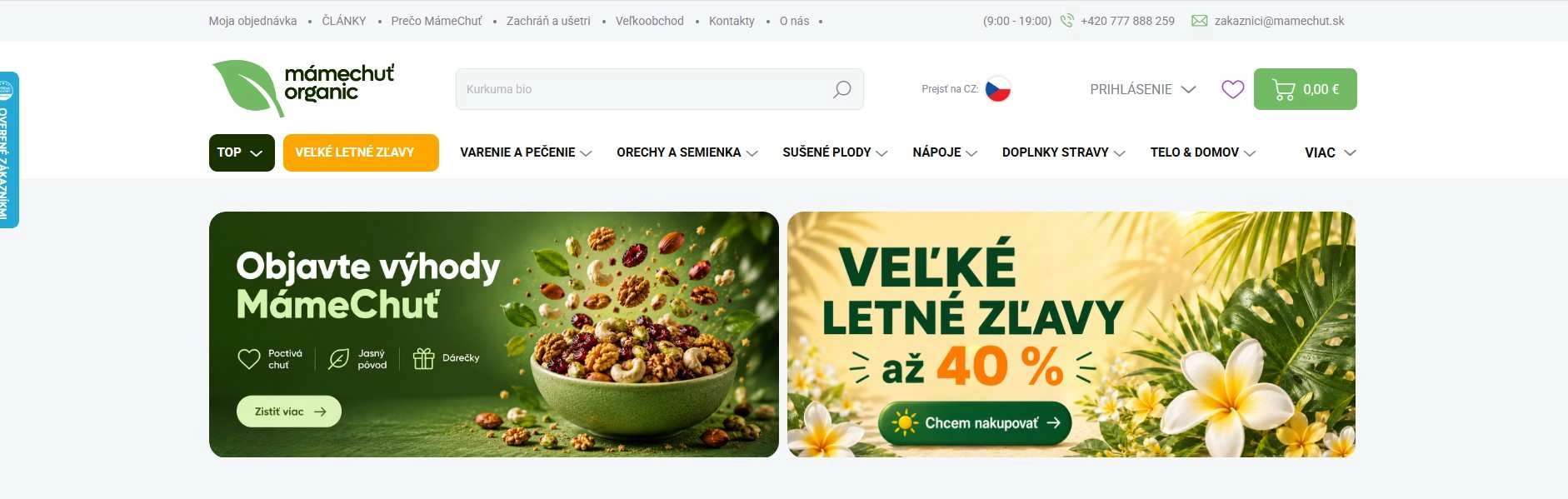 homepage MámeChuť Organic orechy semienka sušené plody nápoje doplnky stravy