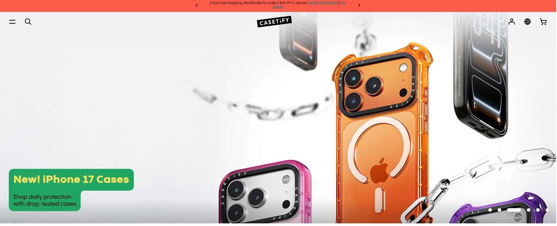 homepage Casetify puzdrá na iPhone17