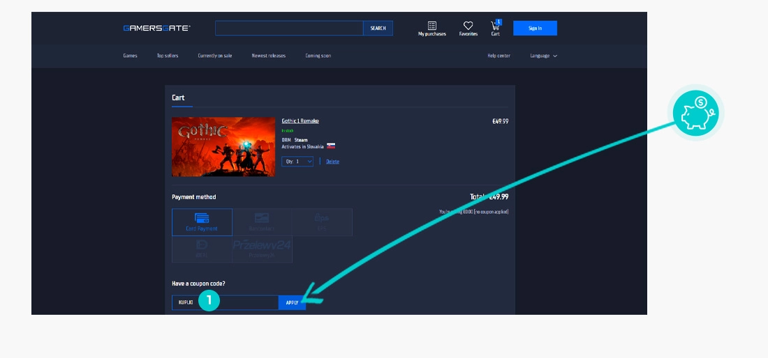 Návod ako uplatniť zľavový kód v košíku e-shopu GamersGate