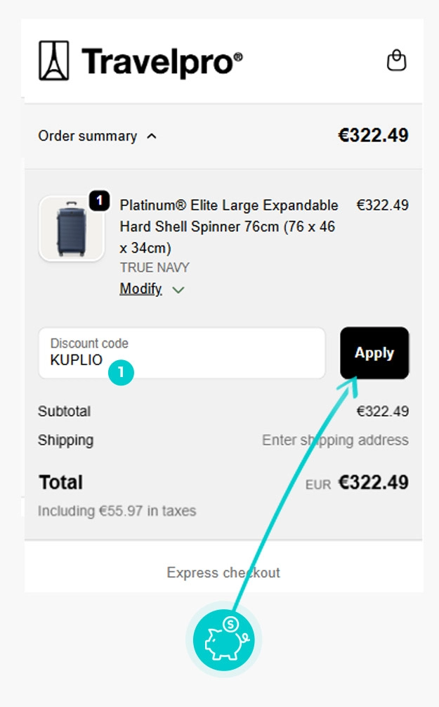 Návod ako uplatniť zľavový kód v košíku e-shopu Travelpro