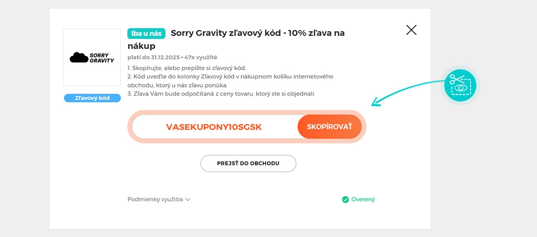 Návod ako skopírovať zľavový kód Sorry Gravity