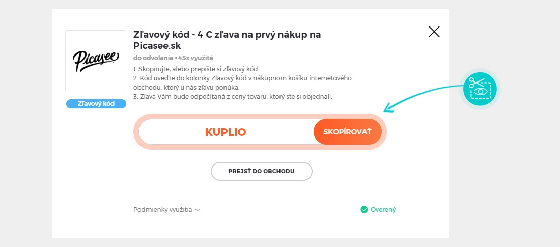 Návod ako skopírovať zľavový kód Picasee