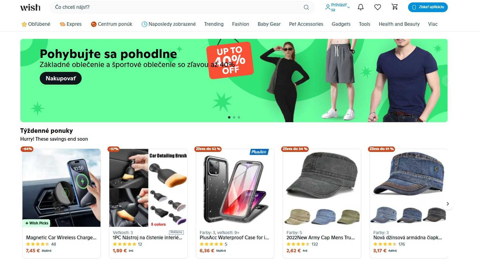 homepage Wish s ponukou módy a gadgetov