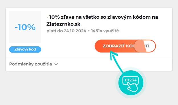 Ukážka zľavového kódu Zlaté zrnko