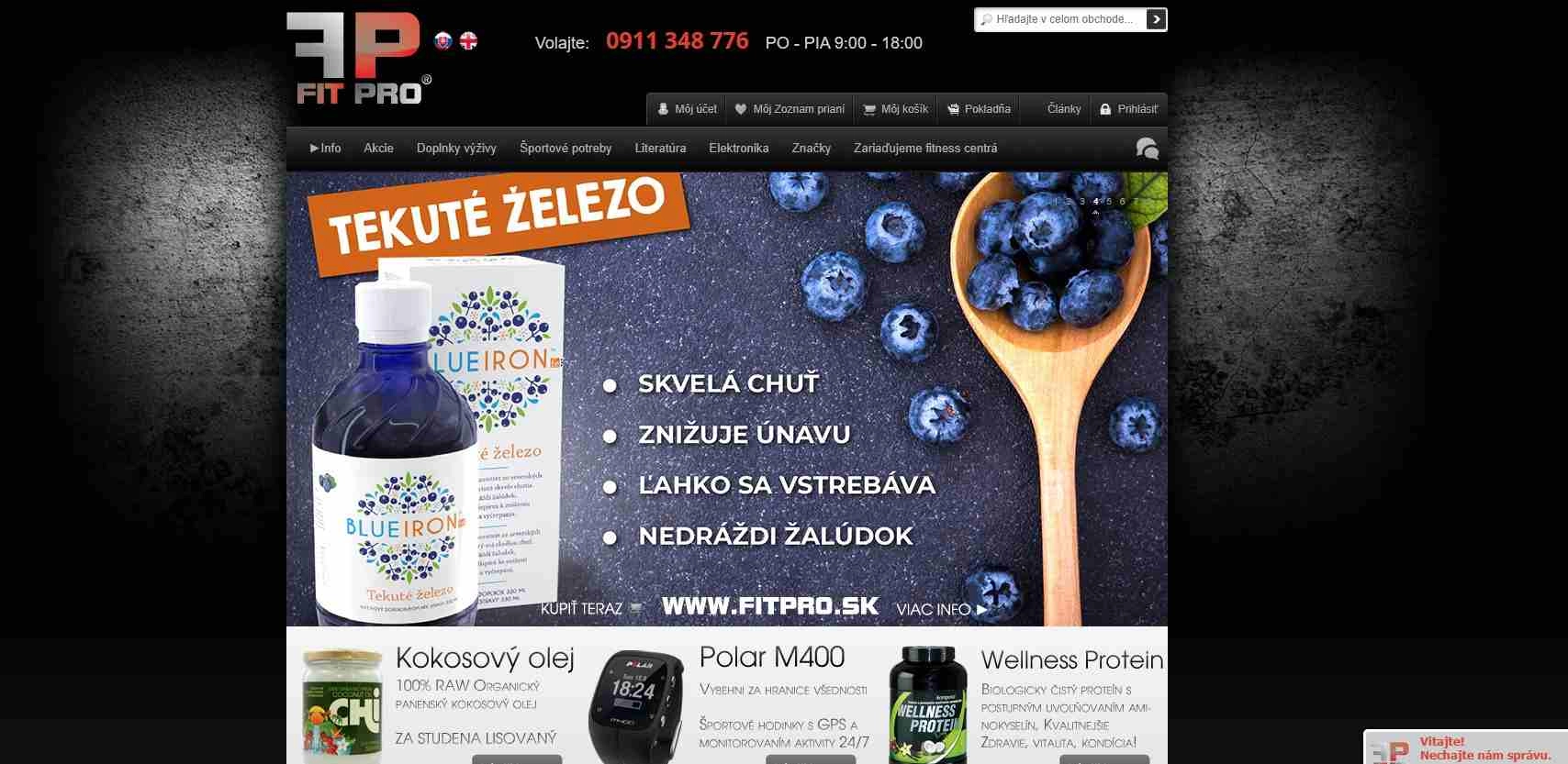 homepage Fitpro doplnky výživy športové potreby elektronika