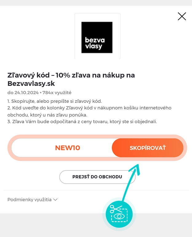 Návod ako skopírovať zľavový kód Bezvavlasy