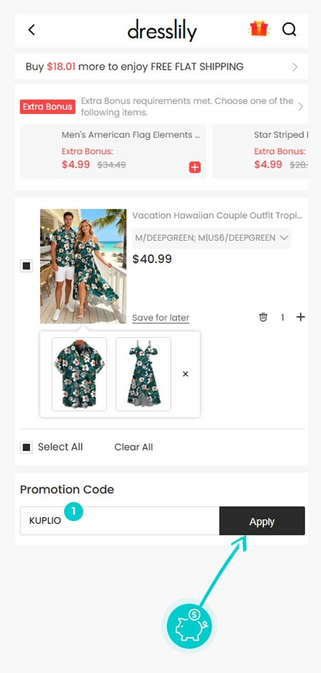 Návod ako uplatniť zľavový kód v košíku e-shopu DressLily