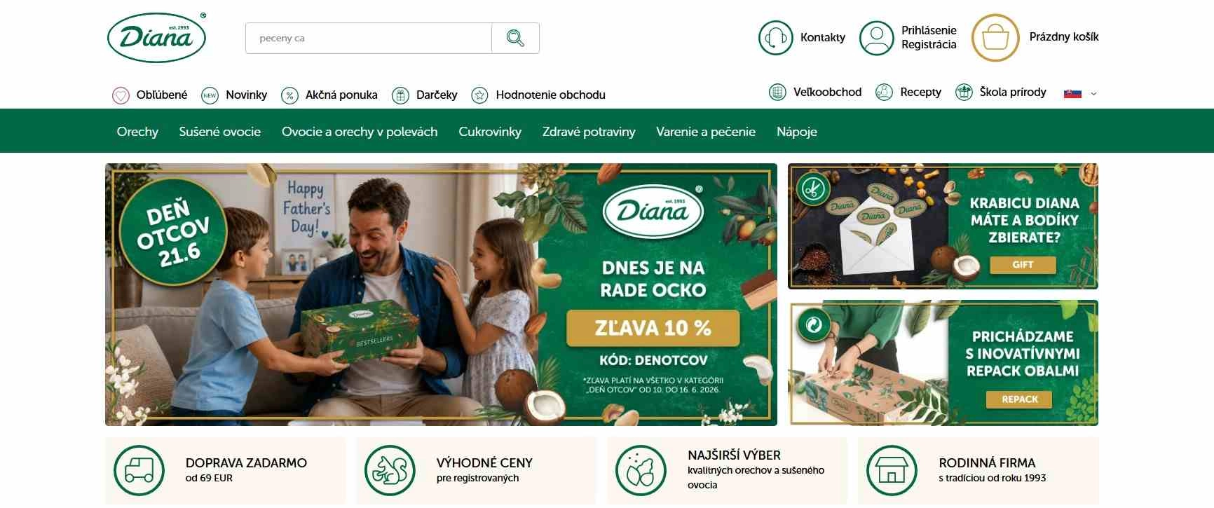 homepage Diana Company sušené ovocie, ovocie a orechy v polevách  zdravé potraviny