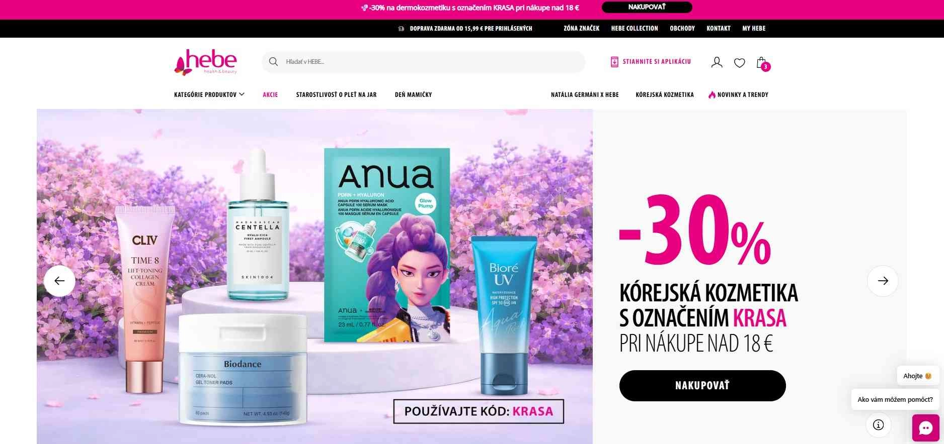 homepage Hebe zľava na kórejskú kozmetiku