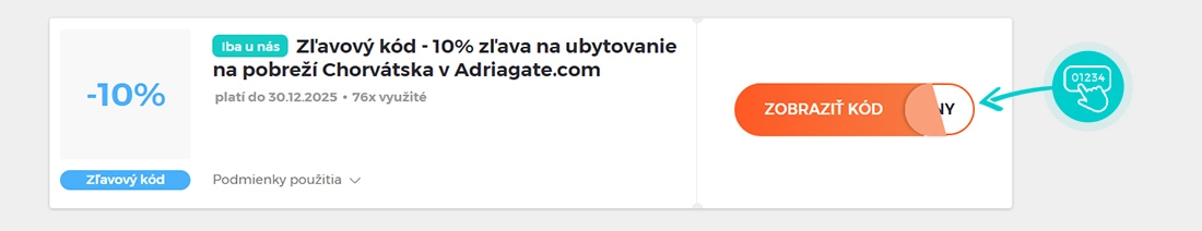 Ukážka zľavového kódu Adriagate