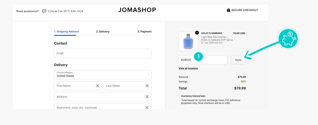 Návod ako uplatniť zľavový kód v košíku e-shopu Jomashop