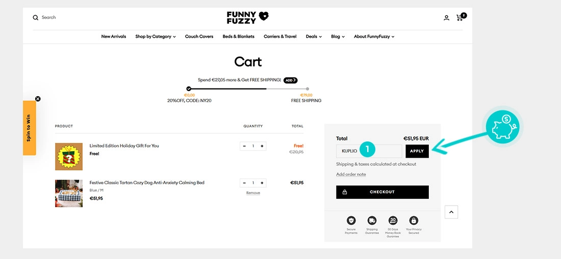 Návod ako uplatniť zľavový kód v košíku e-shopu FunnyFuzzy