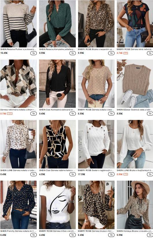 ponuka dámskeho oblečenia v e-shope Shein