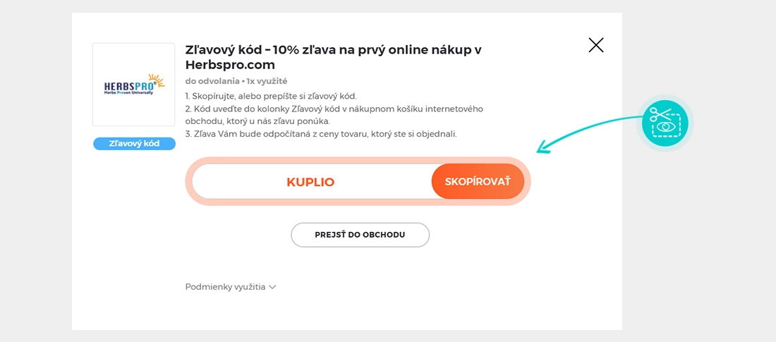 Návod ako skopírovať zľavový kód HerbsPro