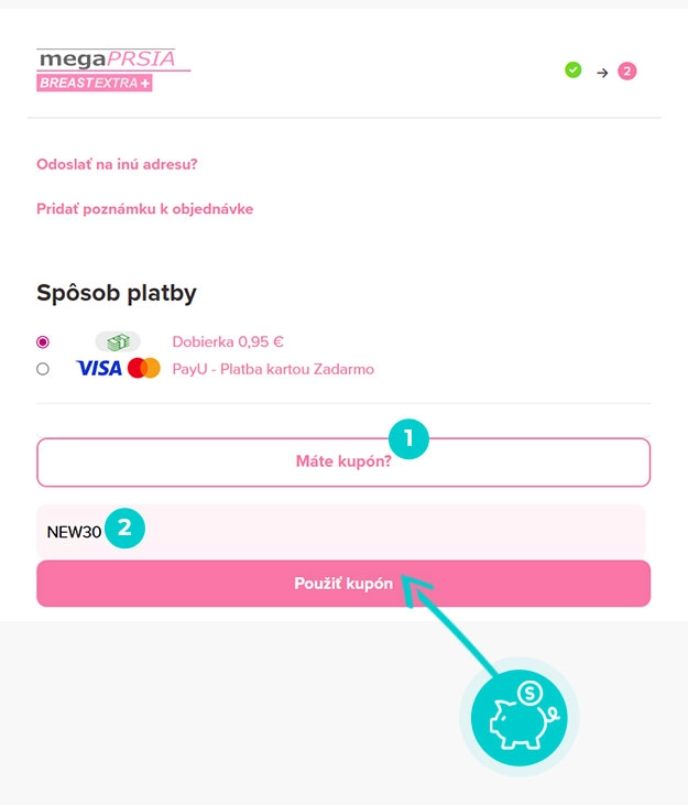 Návod ako uplatniť zľavový kód v košíku e-shopu MegaPrsia