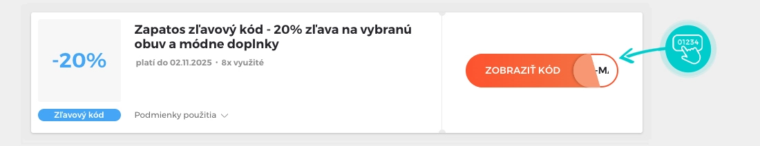 Ukážka zľavového kódu Zapatos