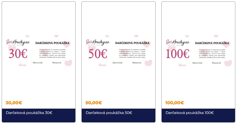 darčekové poukážky na nákup v online obchode