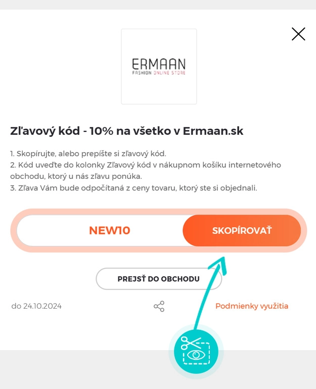 Návod ako skopírovať zľavový kód ERMAAN