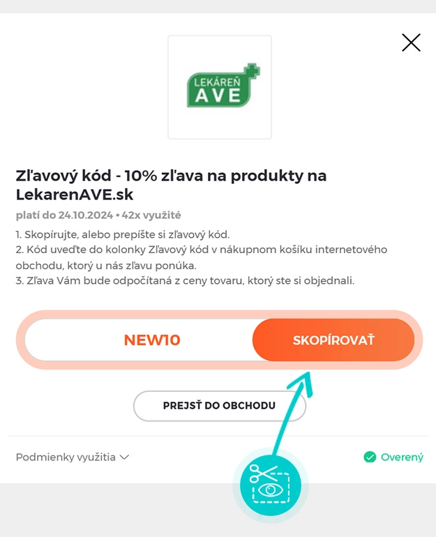 Návod ako skopírovať zľavový kód Lekáreň AVE