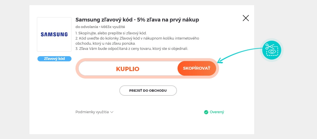 Návod ako skopírovať zľavový kód Samsung