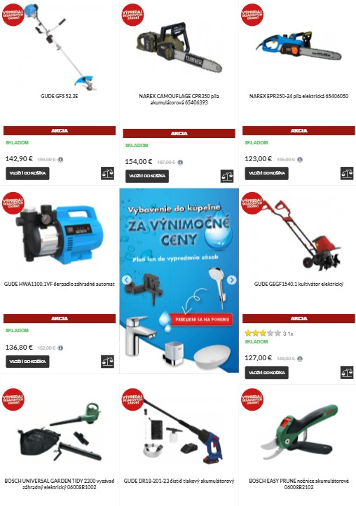 rôzne druhy záhradnej techniky