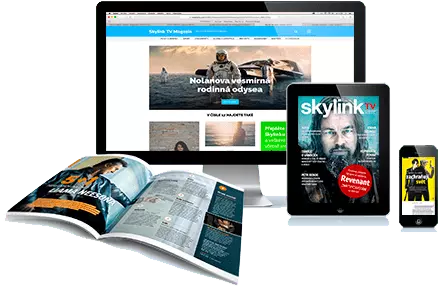 skylink - televizia, tablet, mobil a casopis s otvorenym skylinkom