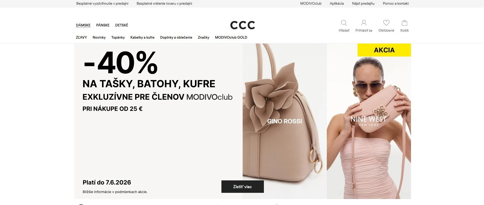 homepage CCC zľavy pre členov Modivoclub