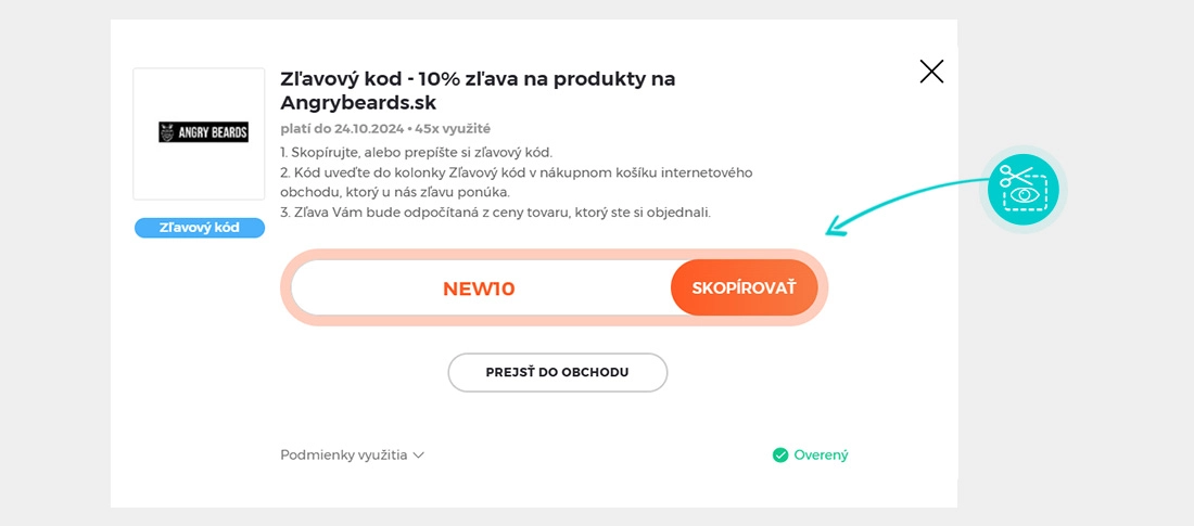 Návod ako skopírovať zľavový kód Angry Beards