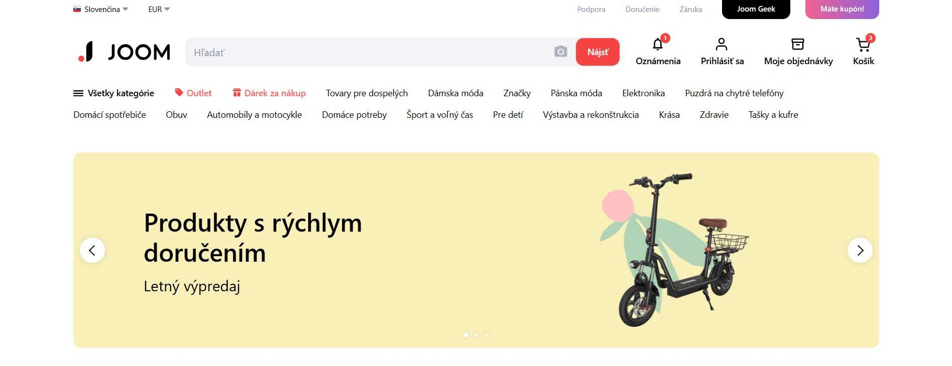 homepage Joom s ponukou produktov s rýchlym doručením
