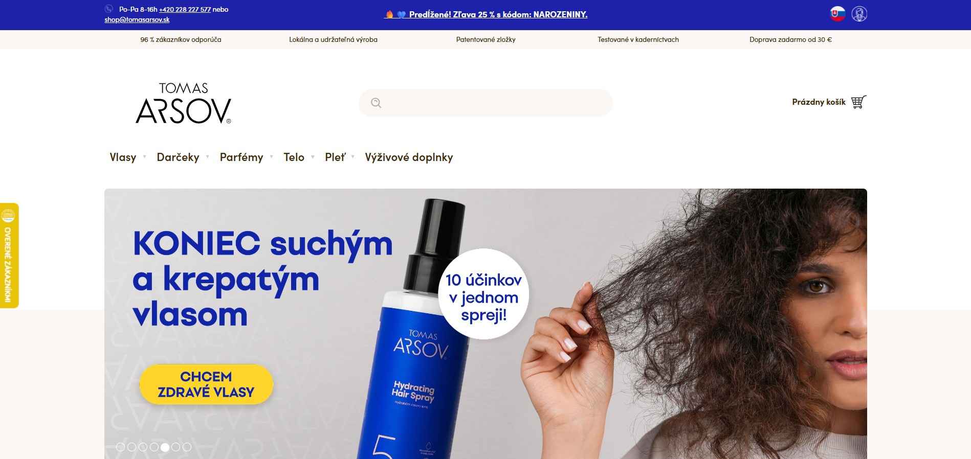 homepage Tomas Arsov vlasy parfumy telo pleť výživové doplnky