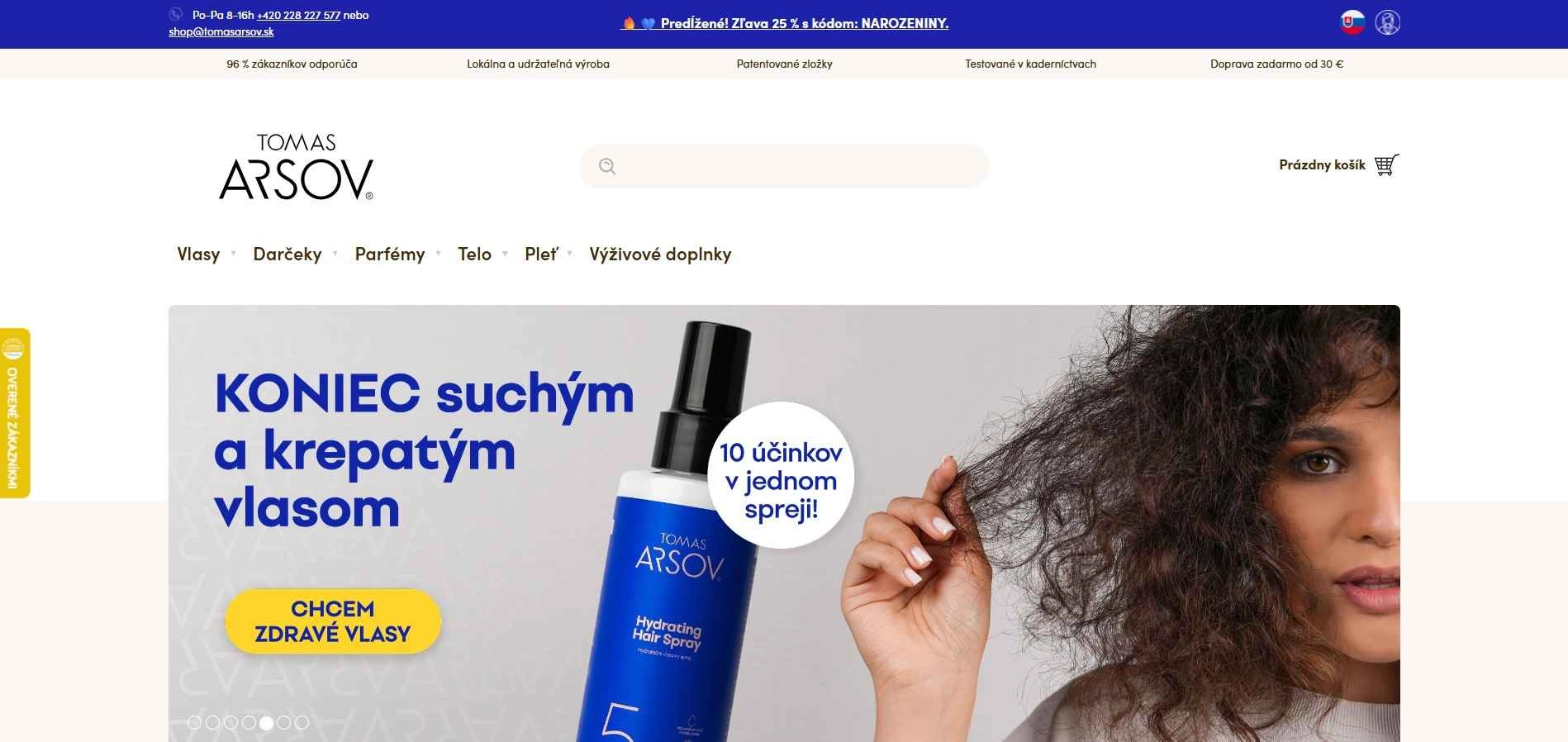 homepage Tomas Arsov vlasy parfumy telo pleť výživové doplnky