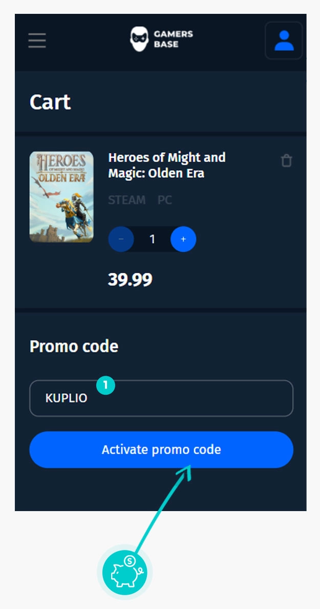 Návod ako uplatniť zľavový kód v košíku e-shopu GamersBase